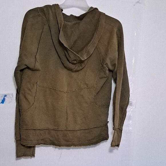 A Simply Irresistible Sweatshirt Hoodie Zip Front Raggedy Boho Olive Green L - Picture 13 of 13